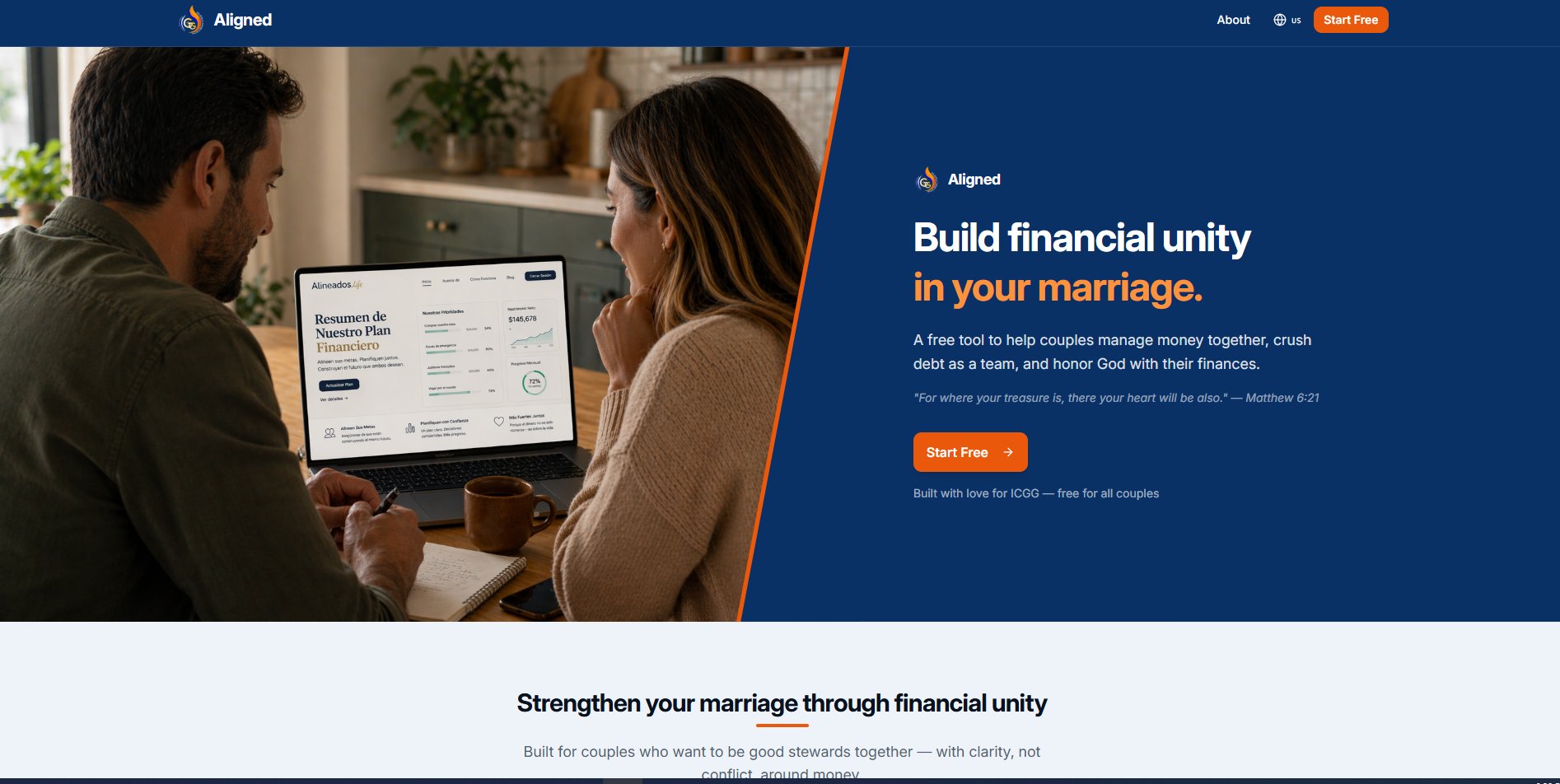 Alineados — Bilingual Couples Finance SaaS Web Application